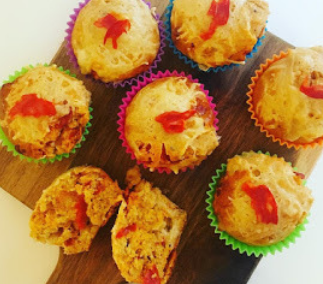 savoury muffins with red pepper cream